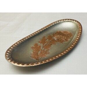 Trade International Antique Beaten Copper 666 Platter Chrysanthemum Design VTG